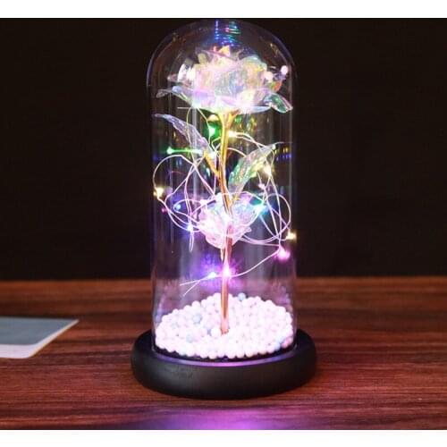 Eternal Rose LED Light Beauty The Beast Rose In Glass Cover Christmas Home Decor For Mother Valentines Day