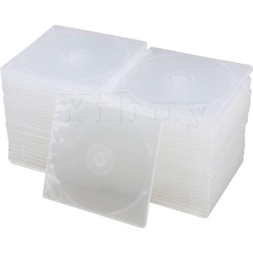 Yibuy 12.9x12.6cm Transparent Slim Single Disc CD DVD Jewel Cases Set of 50
