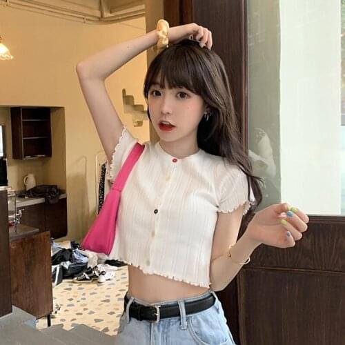 Women Casual T Shirt Slim Knitted Tee Shirt Short Sleeve T-shirt Harajuku Women T-shirt