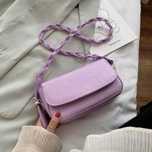 Weave Strap Shoulder Bags for Women Alligator Pattern PU Leather Messenger Crossbody Bags Fashion Female Purses and Handbags