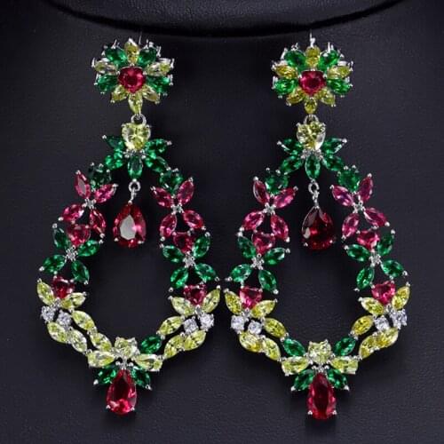 Water Drop Earrings for Women Gift High Quality Colorful AAA CZ Stone Big Earrings Female Luxury Trend fashion Wedding Jewelry