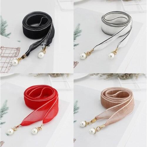 Womens Long Belt Fashion Pearl Pendant With Skirt Decoration Thin Belt Knotted Waist Temperament Dress