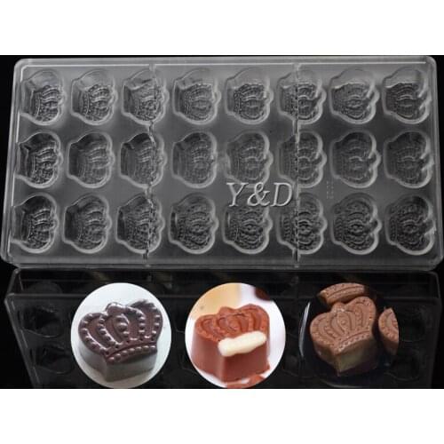 Hard Clear Plastic Imperial Crown Moulds Shaped Polycarbonate PC Chocolate Mold