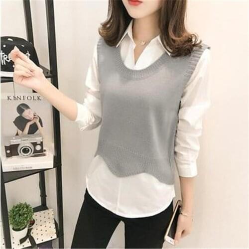 Cotton Large Size Womens Vest Winter School Girls Vests V-Neck Knitted Female Spring Vest Knit Waistcoat for Women Sweater