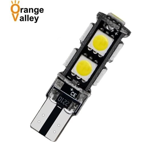 100pcs High Quality T10 9SMD 5050 CANBUS NO ERROR 194 168 192 W5W 9 LED Car Interior Light Wedge Lamps Free Warning Wholesale