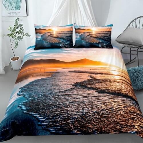 3D 2/3pcs Scenic Duvet Cover Sets Tree Waterfall Bedding Set Bed Linen Pillowcases Twin Full Home Textiles