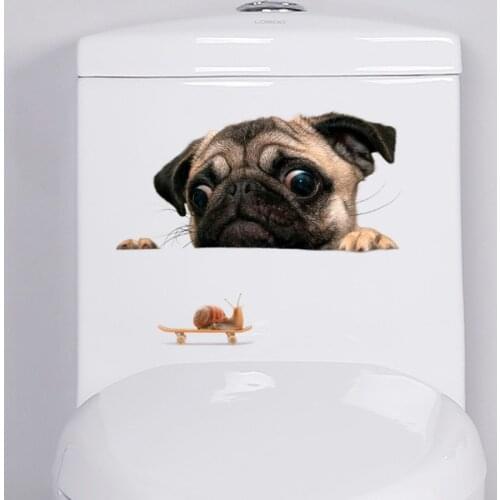 1pcs Background Stickers Cute 3D dog Wallpaper Decorating Bathroom Toilet Living Room Home Decor Decal
