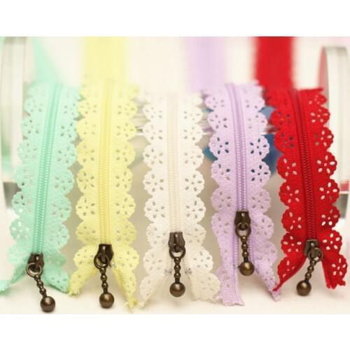 50 Pcs/lot wholesale 25cm Closed End Lace Zippers for sewing clothes DIY Handcraft jacket home Bags Garment Textile Accessory