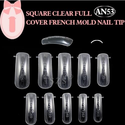 100pcs/box ABS square full cover Dual Clear gel Nail System Form for Uv Acrylic false fake artifical nails Art mold Tips