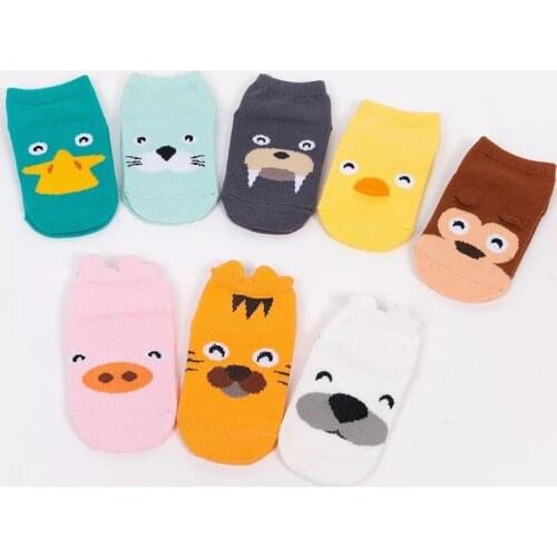 AiKway 0-2 Years Old Boys and Girls Cotton Cartoon Socks Children Animal Socks Newborn anti-slip Socks Floor Socks