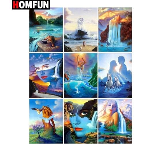 HOMFUN Full Square/Round Drill 5D DIY Diamond Painting "Beauty waterfall" 3D Embroidery Cross Stitch 5D Home Decor Gift A07954
