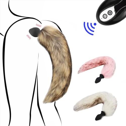 New 10 Speeds Vibrating Fox Tail Wireless Remote Anal Plug Vibrator Sex Toys Silicone Butt Plug Cosplay For Couples Adult Games