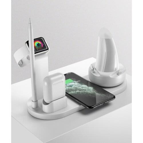 Six-In-One Wireless Charger 15W Fast Wireless Charging Stand With LED Light