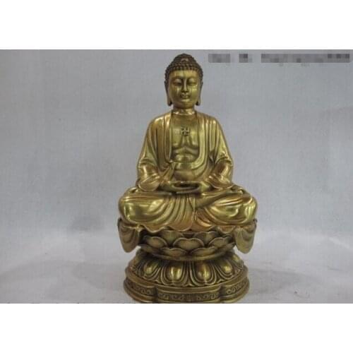 Fast shipping USPS to USA S0395 13 China Buddhism Temple Brass Copper Tathagata Amitabha Sakyamuni Buddha Statue