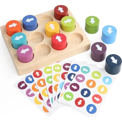 Baby Montessori Wooden Toys Children Arrow Matching Game Learning Color Direction Cognition Kindergarten Early Educational Toys