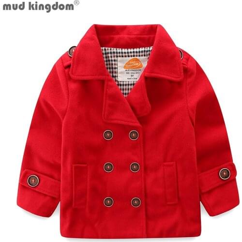 Mudkingdom Boys Girls Jackets Solid Wool Coat Lapel Kids Outerwear Autumn and Winter Clothes