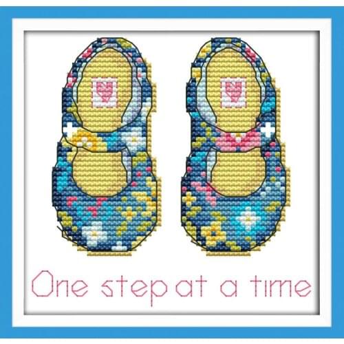 Baby Shoes painting DIY DMC Counted 14CT Cross Stitch Kits printed canvas Embroidery Needlework Sets Home Decor Handmade Crafts