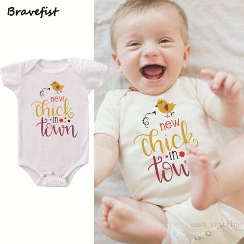 Cotton Short Sleeve Baby Bodysuit Baby Boys Girls Clothes Funny Baby Clothing 0-24Months New Bird Print Kids Jumpsuits Outfits