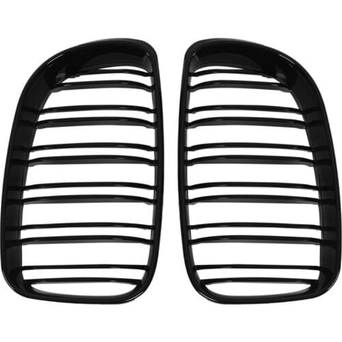 Glossy Black Dual Slats Front Kidney Grille Grill Replacement for BMW E81 E87 E82 E88 120I 128I 130I 135I Selected 2007-2011