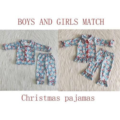 Santa Claus Sleep Two Pcs Suits Fall Winter Baby Kid Boutique Wholesale Christmas Pajamas Girls Boys Clothing Set Childrens Wear