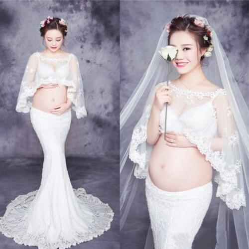 Lace White Maternity Photography Props Pregnancy Dress Photography Maternity Dresses For Photo Shoot Pregnant Women Vestidos