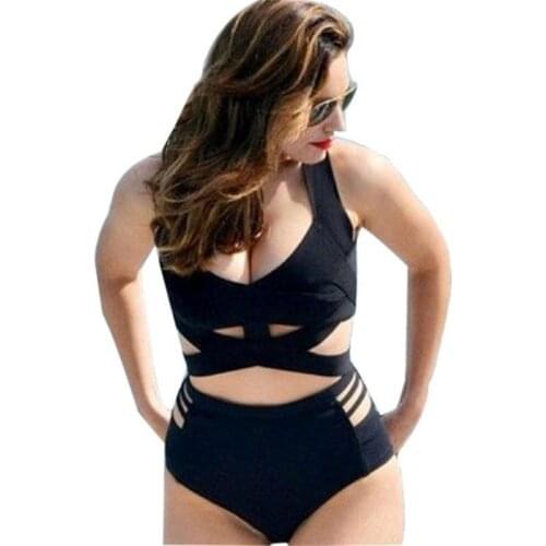 Plus Large Size Women High Waist Bikini Set Swimwear2021 Bandage Padded Beach Swimsuit maillot de bain femme C0044