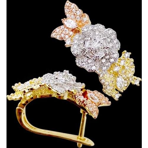 Lanyika Fashion Jewelry Butterflies and flowers Ear Loops Micro Plated Banquet Wedding Earrings Romantic Bridal Daily Best Gift