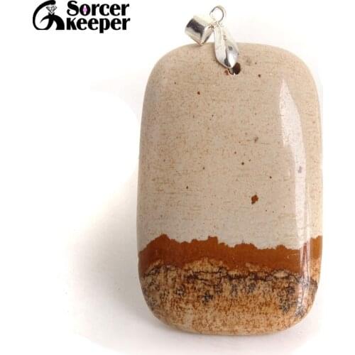 Men Jewelry Pendant Yellow Natural Picture Gem Stone Pendant Necklace Wholesale Fashion Crystal Pendants for Boys Gifts HS890