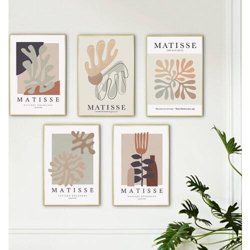 Matisse Exhibition Wall Art Canvas Pictures Curve Flower Art Prints Poster Gallery Wall Painting for Living Room Decor