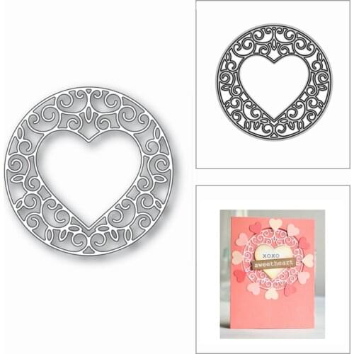 2020 New Thanksgiving Heart Lace Circle Shape Metal Cutting Dies for Scrapbooking and Card Making Decor Embossing Craft No Stamp