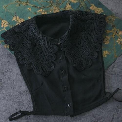 New Exaggerated Large Neck Necklace Blouse pearl temperament shrink collar decorative White Black Vintage Black White Women