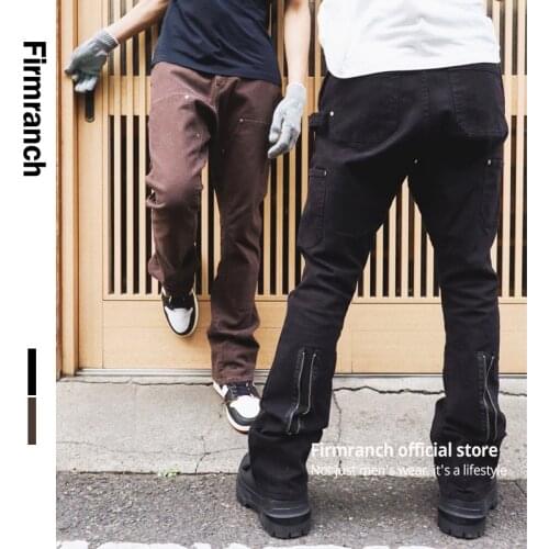 Firmranch New Men/Women Brown & Black KENIJIMA Jeans For Men 2021 High Street Side VU JADE Slim Boyfriend Vibe GALLERY Pants
