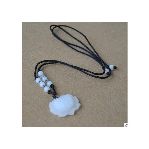 Natural White Jade Lotus Pendant Necklace Fashion Lucky Charm New
