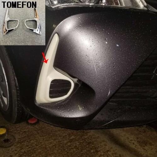 TOMEFON 2Pcs Front Chrome Fog Light Cover Strip For Toyota YARIS VITZ 2017 2018 Bumper Accessories Trim Car-Styling