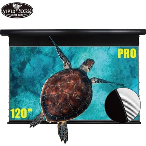 VIVIDSTORM 120 Inch PRO Slimline Motorized Drop Down Screen UST Projector Ambient Light Rejecting 4K Ceiling CLR Ceiling Screen