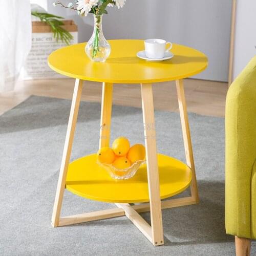 2 Layers Nordic Simple Coffee Table Living Room Wooden Tea Table Creative Fashion Colorful Round Dining Table