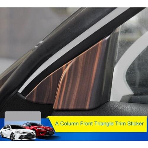 QHCP Car Front Triangle Frame Covers 1Pair Front Window A Pillar Column Sticker Trims Interior Accessories For Toyota Camry 2018