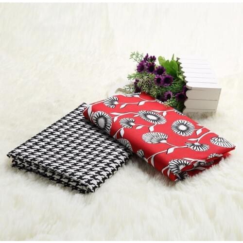 Twill 2pcs 50*150cm Red Dandelion Printed Cotton Fabric for DIY Patchwork Sewing Kids Bedding Bags Handwork Doll Cloth Textiles