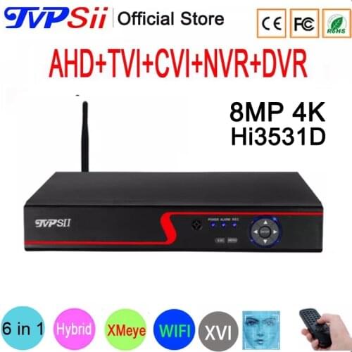Red Panel XMeye Hi3531D H.265+ Audio 8MP 4K 4CH 4 Channel 8CH 8 Channel Hybrid Coaxial 6 in 1 XVI TVI CVI NVR WIFI AHD CCTV DVR