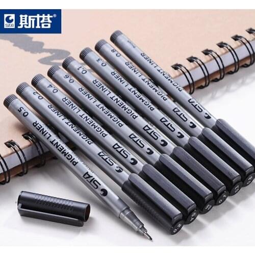 STA 1pcs Lot Black micron pen Hook Liner sketch markers Drawing Waterproof Art Supplies Manga Comic Handwriting Brush Pen