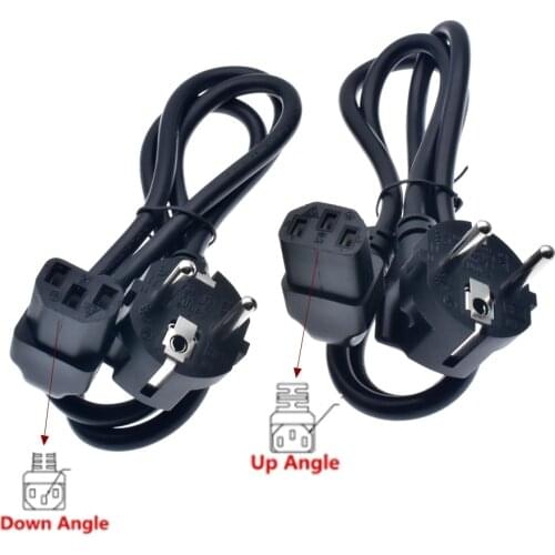 Power Cord Schuko CEE7/7 Male Plug to IEC320-C13 Female Up/down Angled Power Adapter Cable For Wall Mount TV
