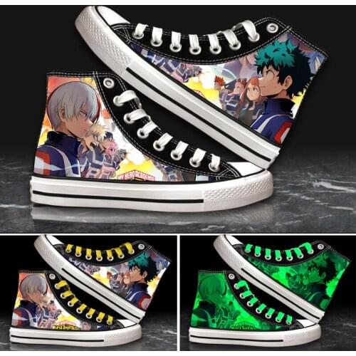 Unisex Anime My Hero Academia Noctilucent Casual Canvas Shoes All Might Midoriya Izuku Flats duck shoes Sneakers