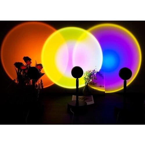 USB Sunset Lamp Rainbow Atmosphere Led Night Light Sunset Projector Lamp Bedroom Decor Background Home Decoration Colorful Lamp