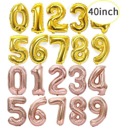 40 Inch Large Number Aluminum Film Balloon Gold Silver Rose Gold Green Birthday Party Party Decoration Birthday Child Decoration