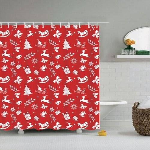Merry Christmas Happy New Year Santa Claus Christmas Tree Shower Curtain Bathroom Curtain With Hooks Bath Curtains or Mat