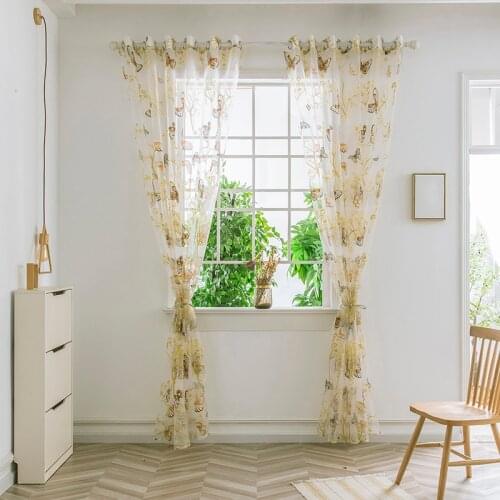Butterfly Tulle Curtain Window Screening For Living Room Bedroom Kitchen Curtains Printed Sheer Voile Curtains Drapes Blinds