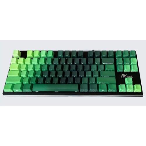 Green Color Gradient Keycaps PBT 87 108 OEM Profile ANSI ISO Side Print