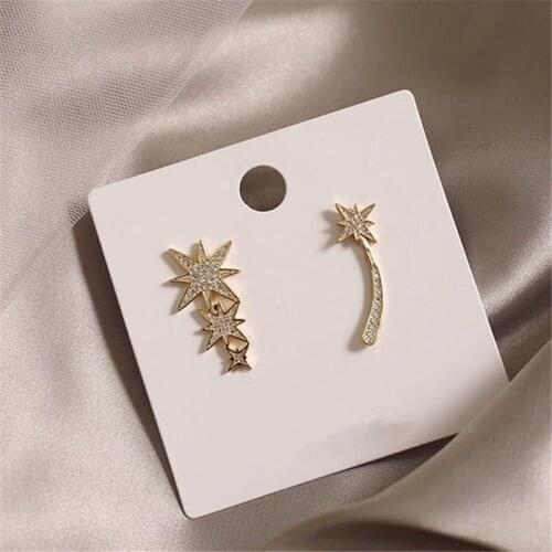 Trendy Crystal Irregular Star Stud Earrings For Woman Korean Good Quality Gold Color Fashion Earrings Female Gifts 2020 New