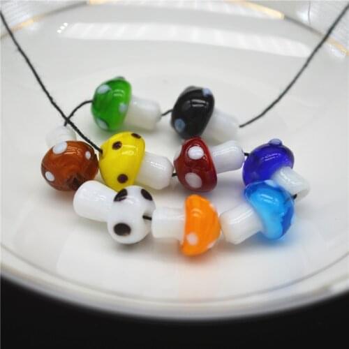 10pcs/lot 13x10mm Mushroom Shape Lampwork Glass Loose Beads for Jewelry Making Findings DIY Crafts Bracelets Accessories