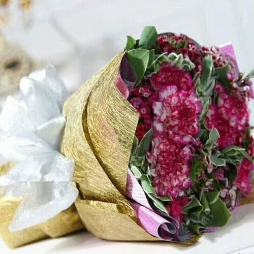 10pcs/lot 60*60cm Flower Bouquet Wrapping Paper Gold Silk Gift Flower Packaging Material